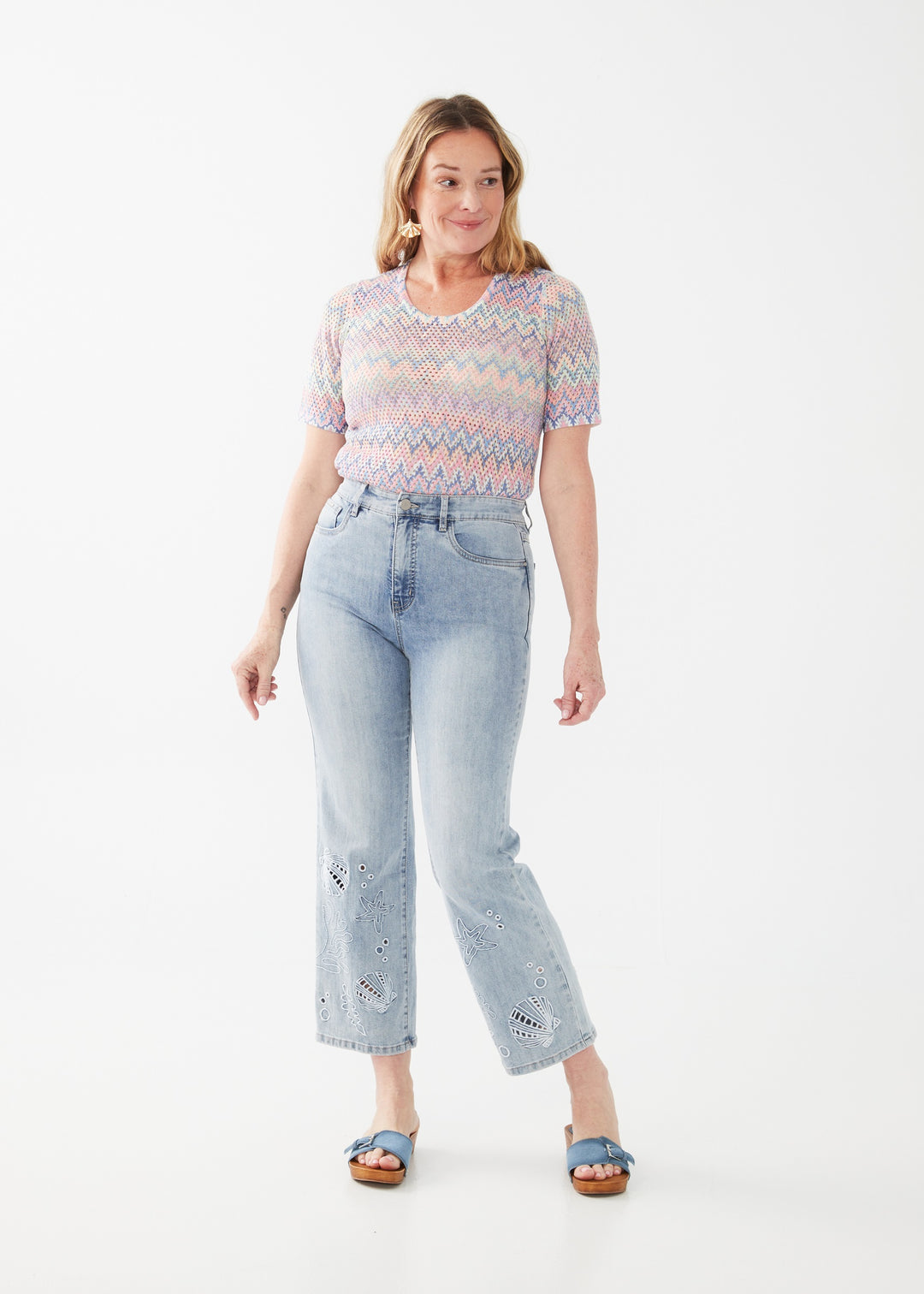 Shell Embroidered Suzanne Ankle Jean