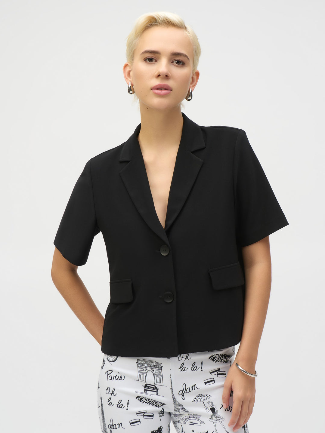 Short Sleeve Silky Knit Blazer