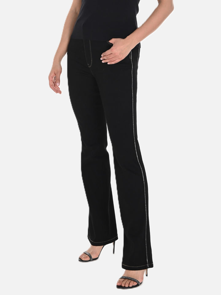 Side Glitter Boot Cut Black Jean