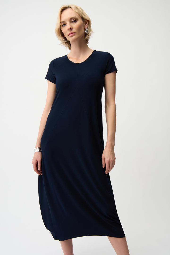 Silky Knit Cocoon Dress with Scoop Neckline