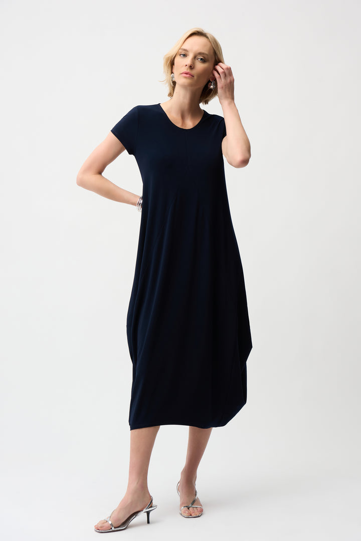 Silky Knit Cocoon Dress with Scoop Neckline