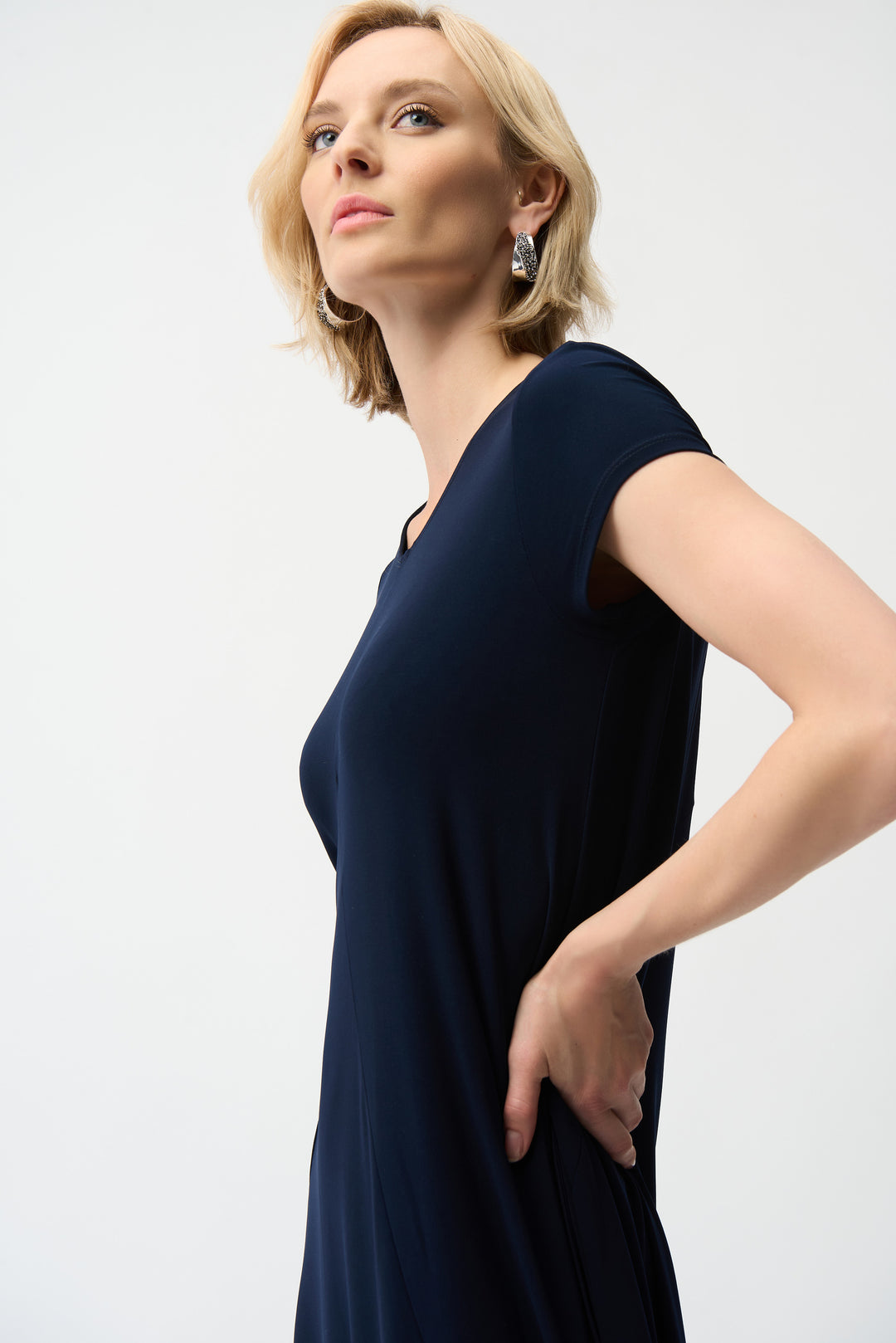 Silky Knit Cocoon Dress with Scoop Neckline