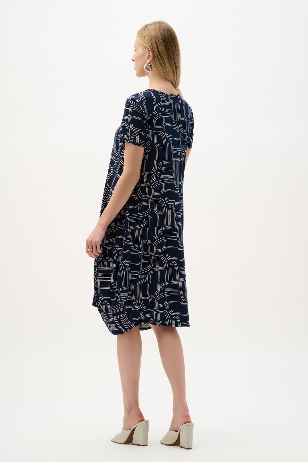 Silky Knit Geometric Print Cocoon Dress