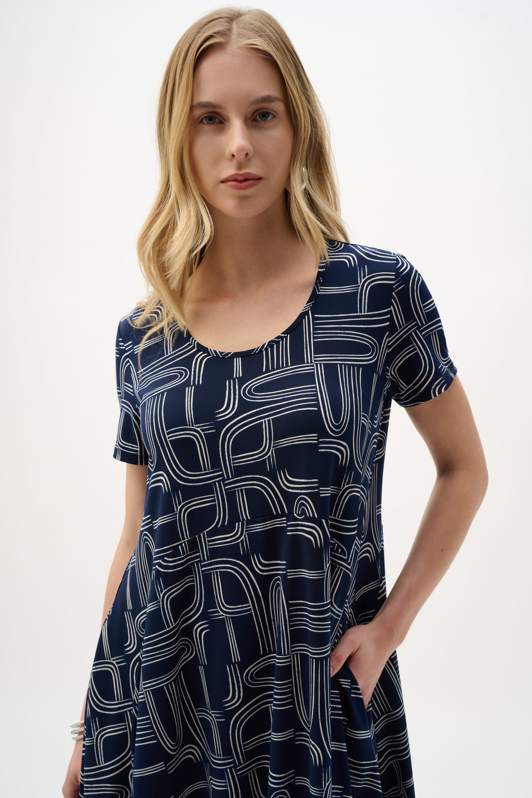 Silky Knit Geometric Print Cocoon Dress