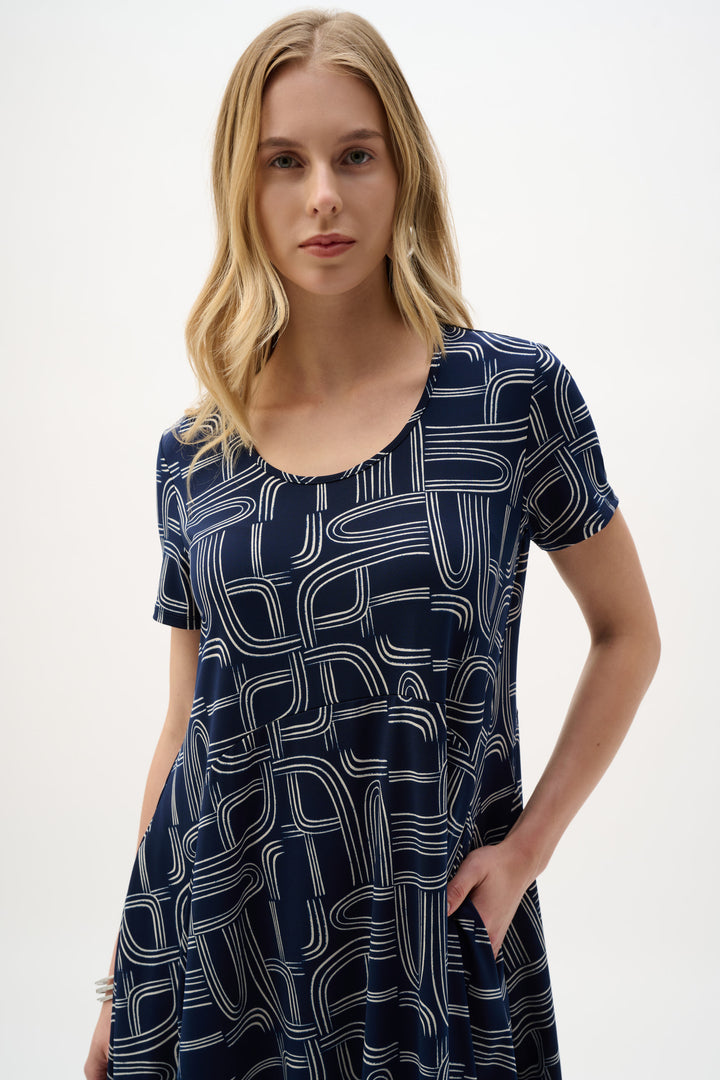 Silky Knit Geometric Print Cocoon Dress