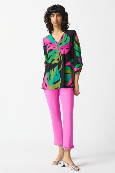 Silky Knit Tropical Print Top