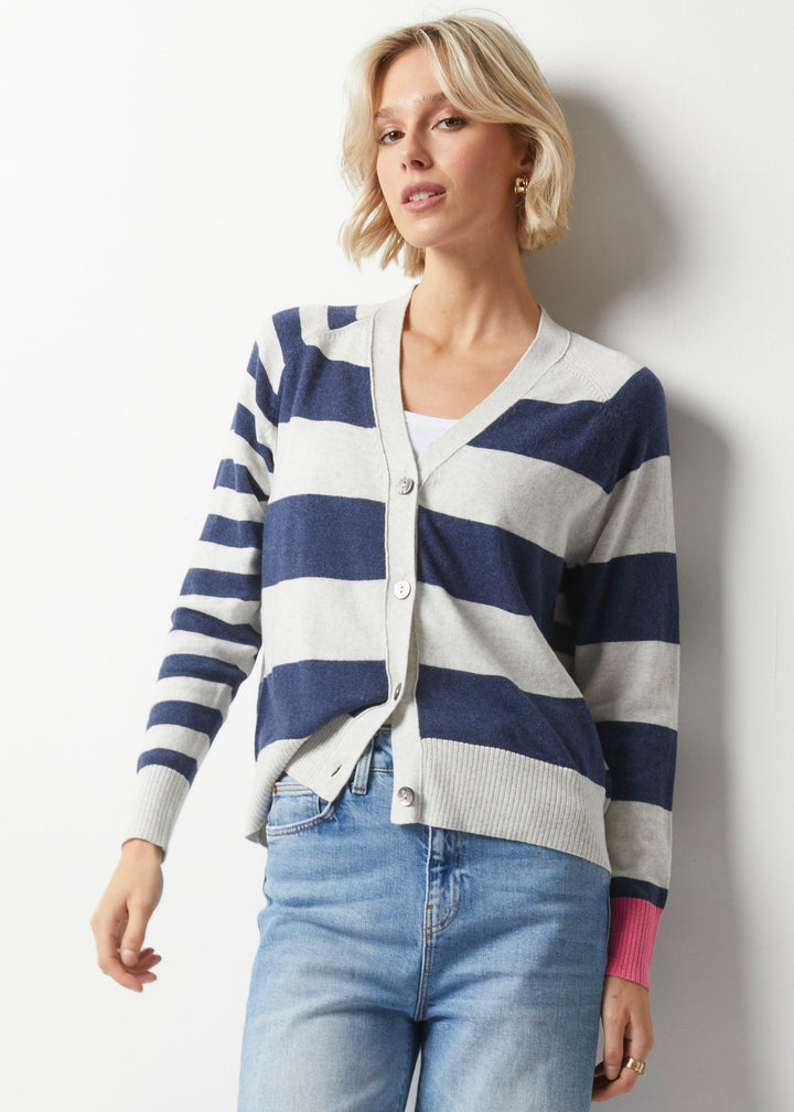 Silver Essential Stripe Cardi