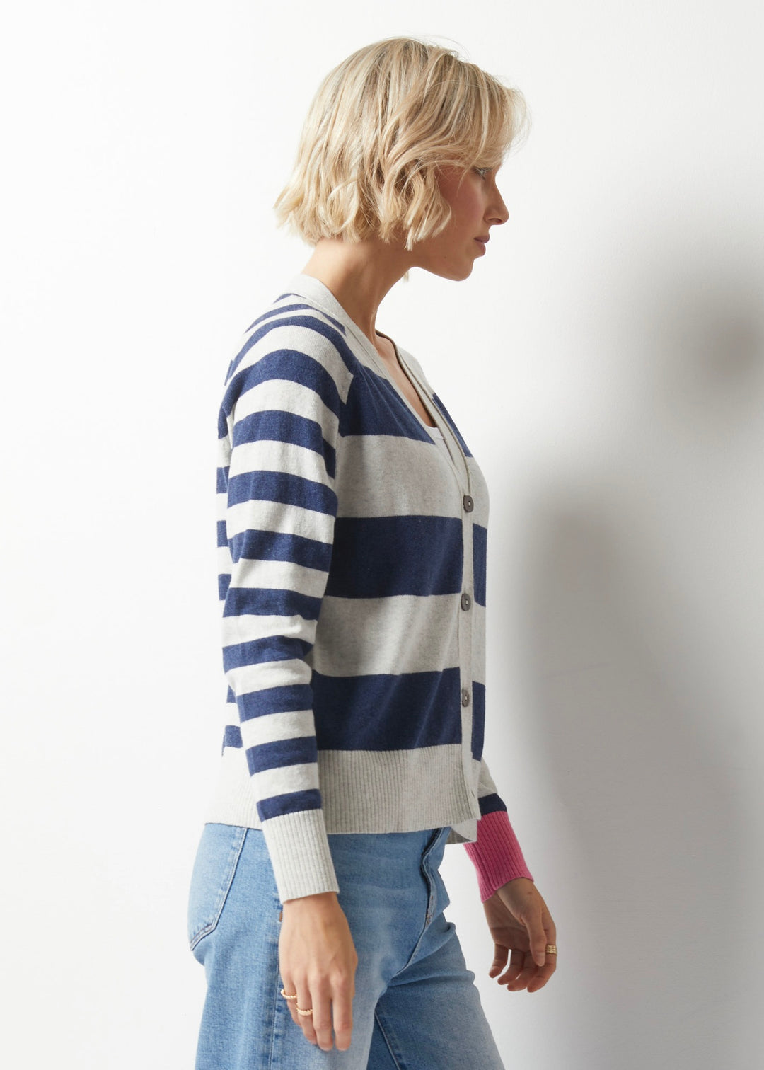 Silver Essential Stripe Cardi