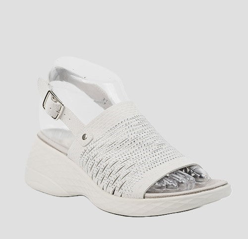 Silver Leather Adjustable Strap Sandal