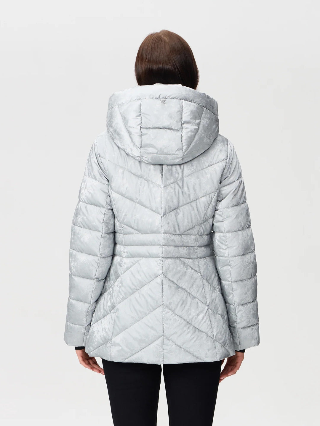 Silver Velvety Shimmer Puffer Coat
