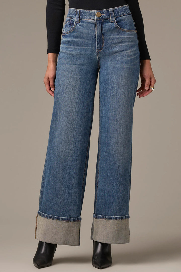Skyrise Wide Leg Cuffed Jeans