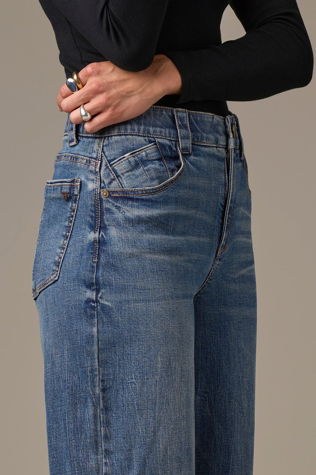Skyrise Wide Leg Cuffed Jeans