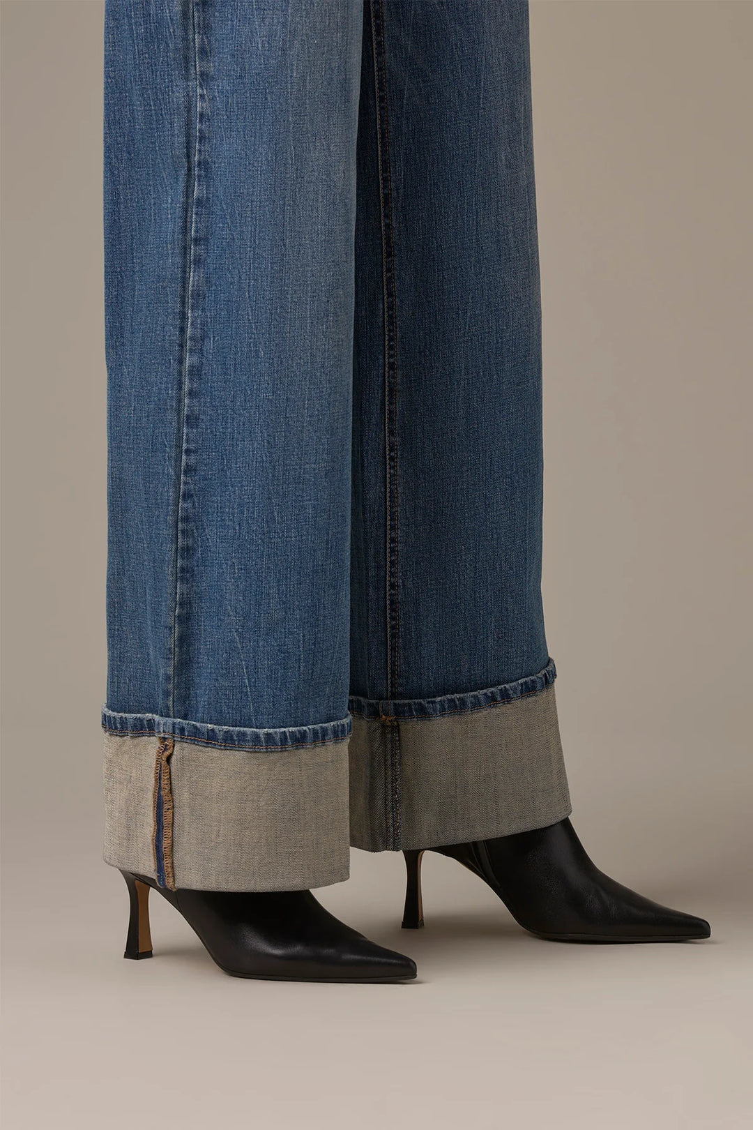 Skyrise Wide Leg Cuffed Jeans