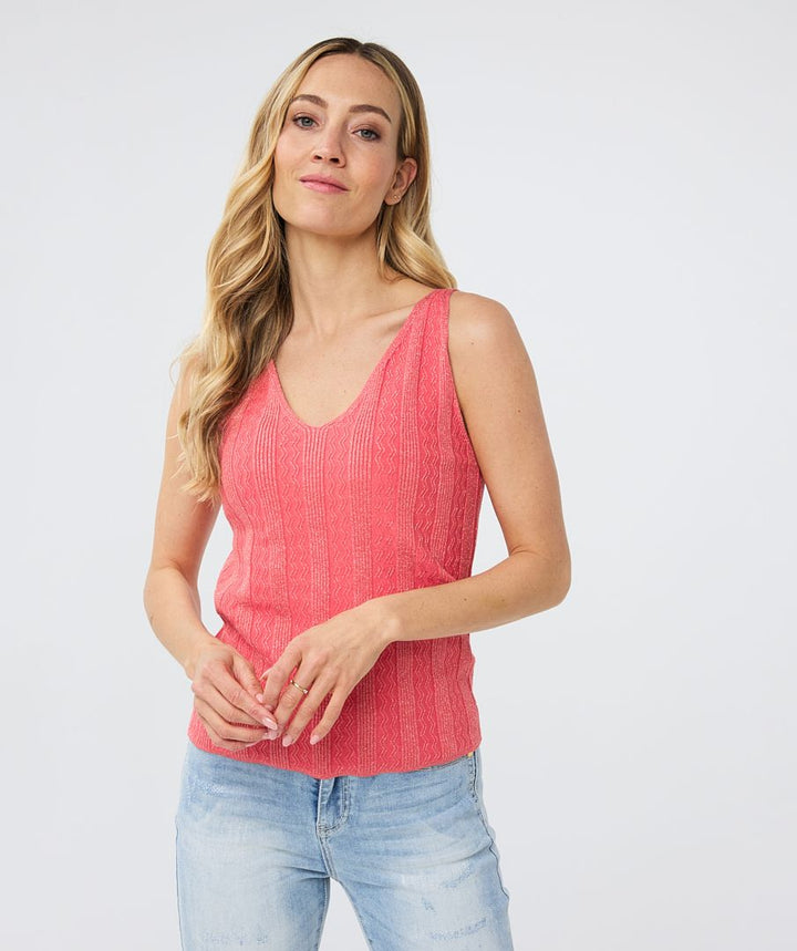 Sleeveless Lurex Knit Lightweight Top