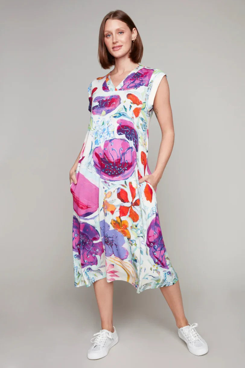 Smattering Of Spring Cap Sleeve Dress