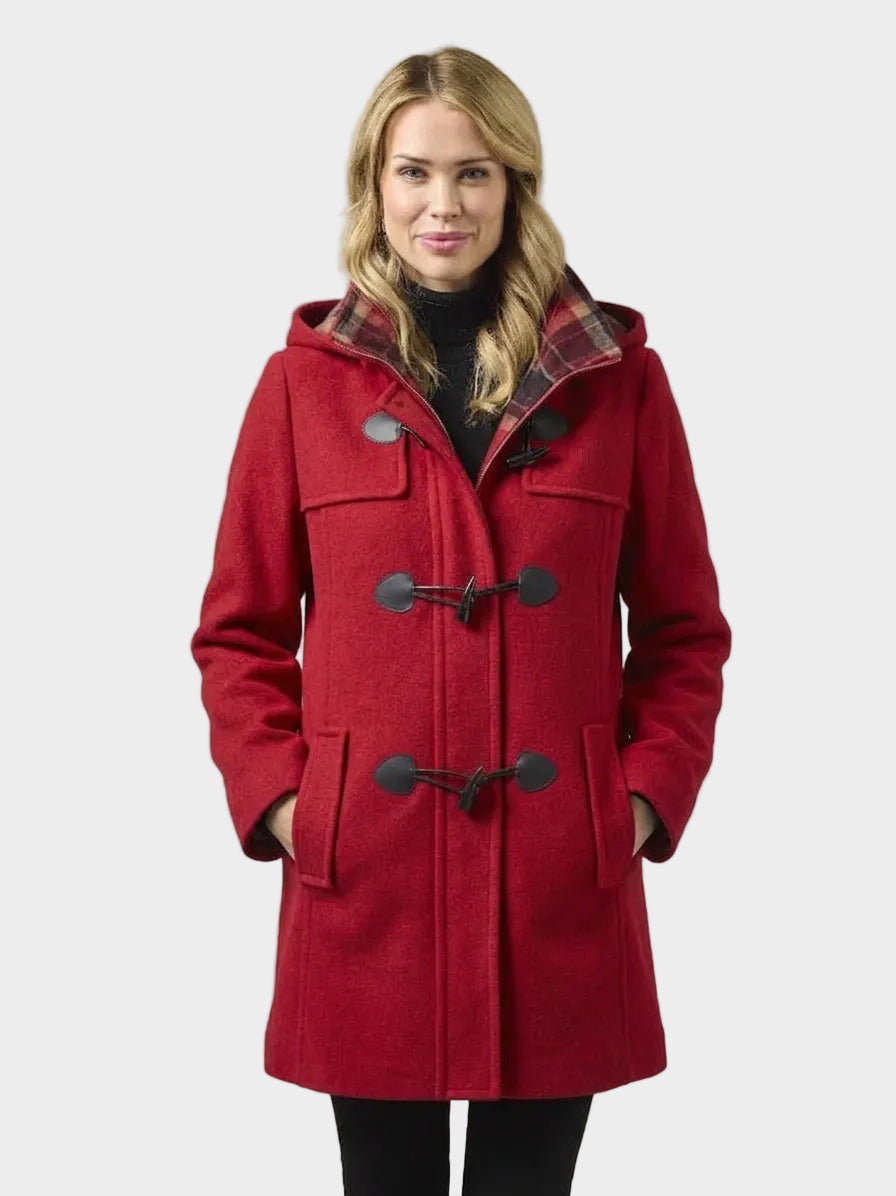 Sophie Scarlet Wool Coat With Toggles