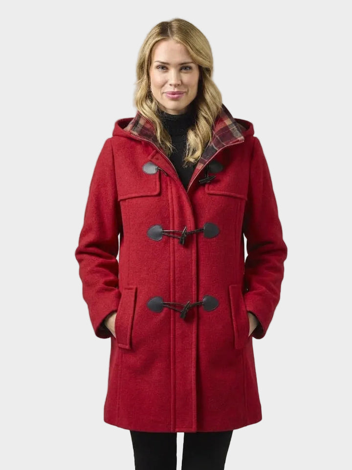 Sophie Scarlet Wool Coat With Toggles