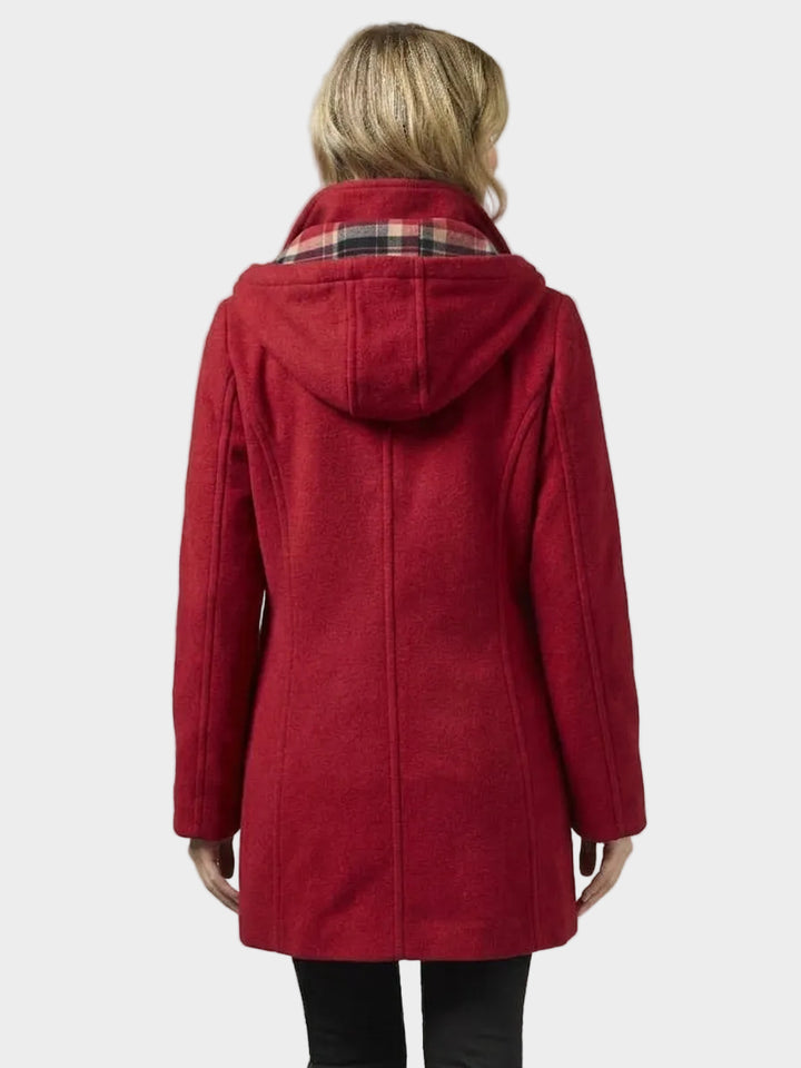 Sophie Scarlet Wool Coat With Toggles