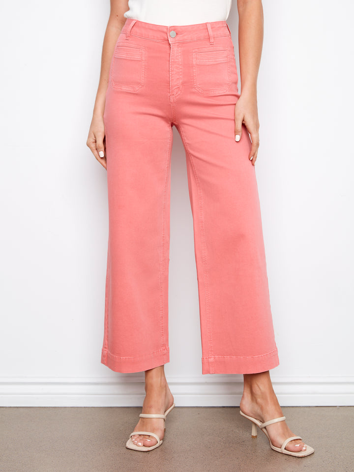 Sorbet Patch Pocket Cropped Flare Twill Pant