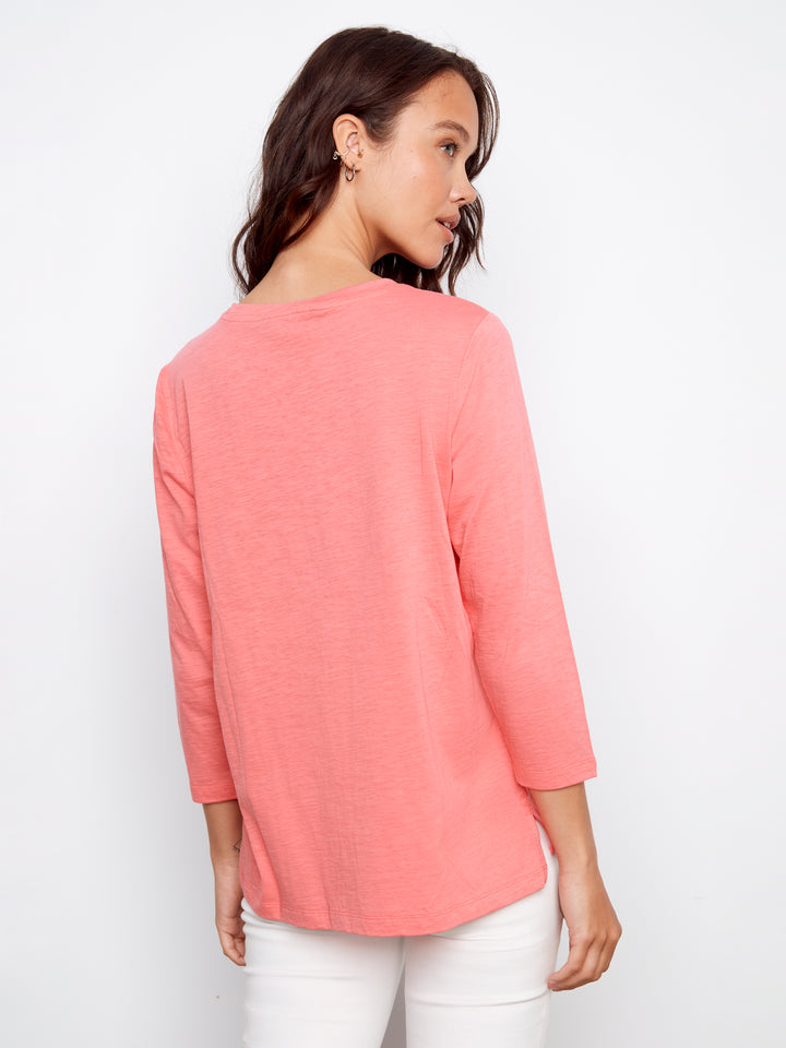 Sorbet Three Quarter Sleeve Organic Cotton Top