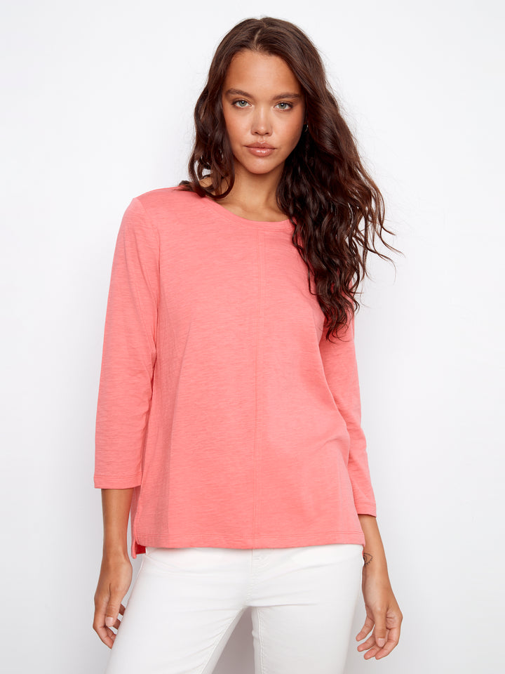 Sorbet Three Quarter Sleeve Organic Cotton Top
