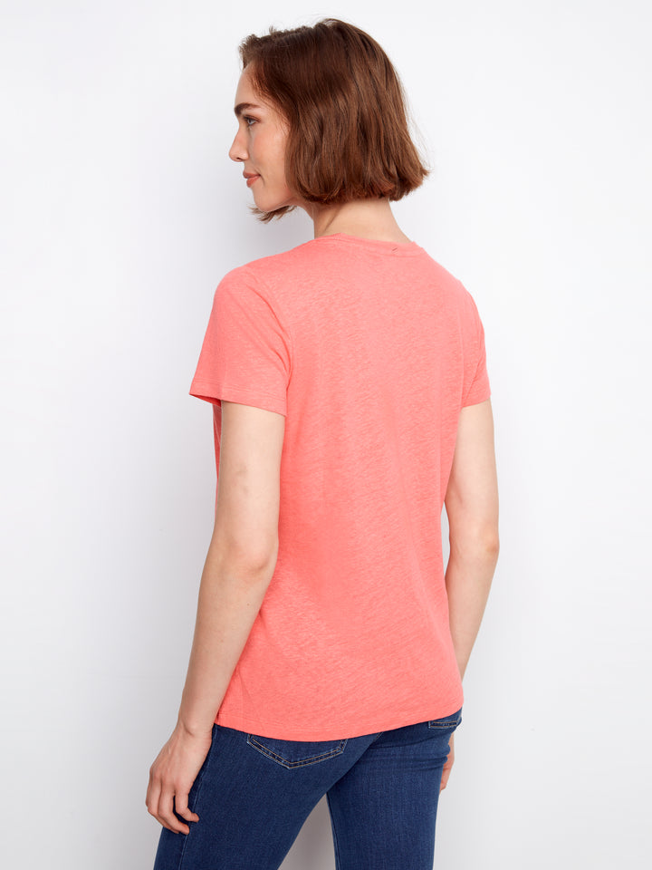 Sorbet V-Neck Linen Tee