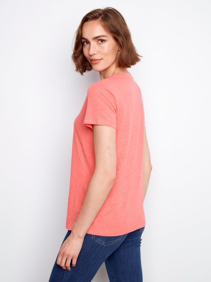 Sorbet V-Neck Linen Tee