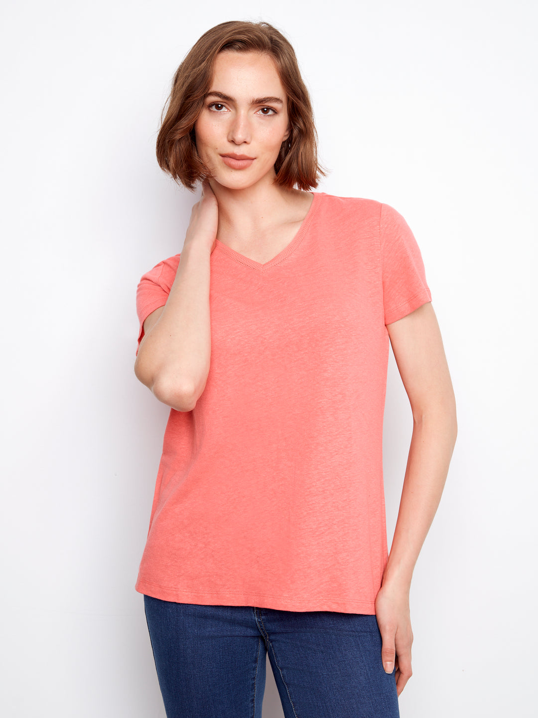 Sorbet V-Neck Linen Tee
