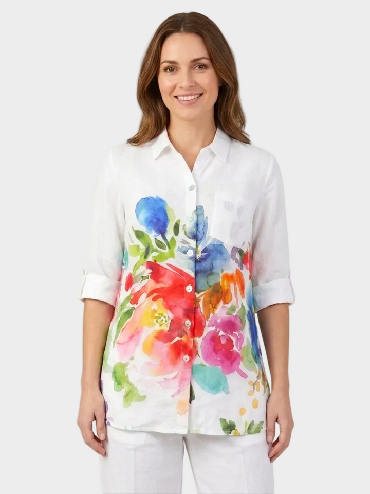 Spring Delight Print Linen Shirt
