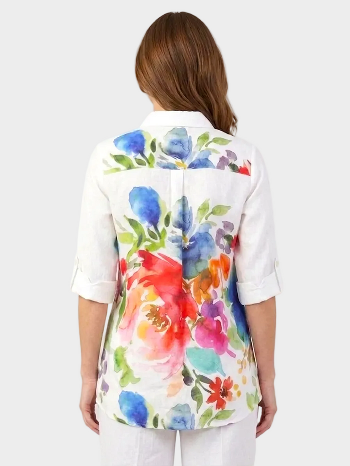 Spring Delight Print Linen Shirt