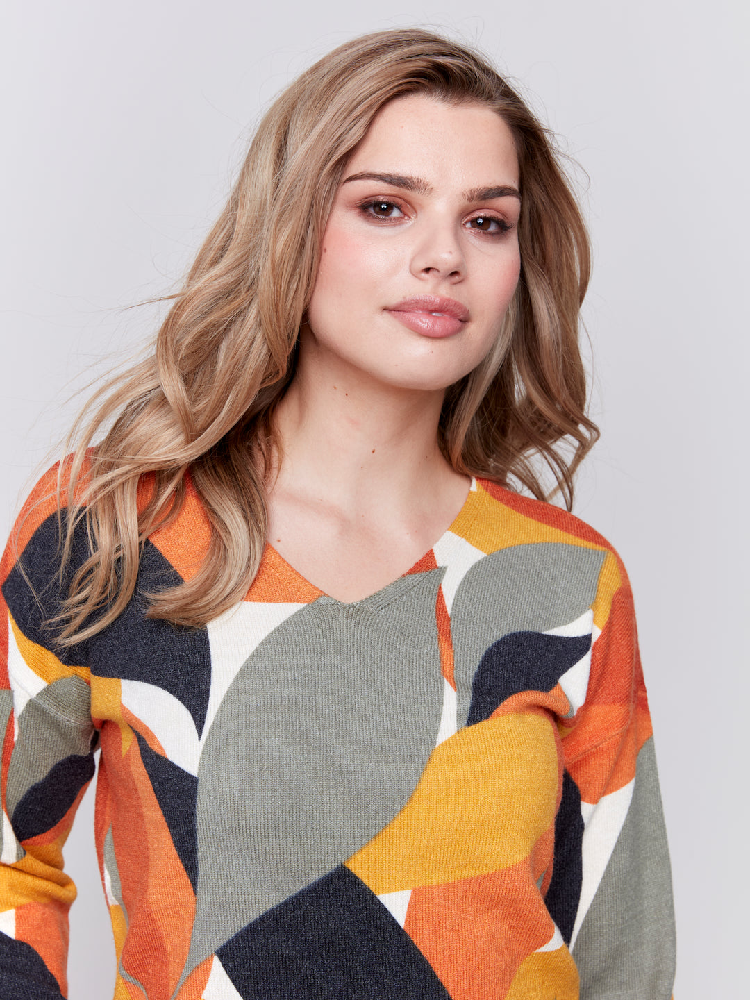 Spruce Abstract Print Plushy Knit Sweater