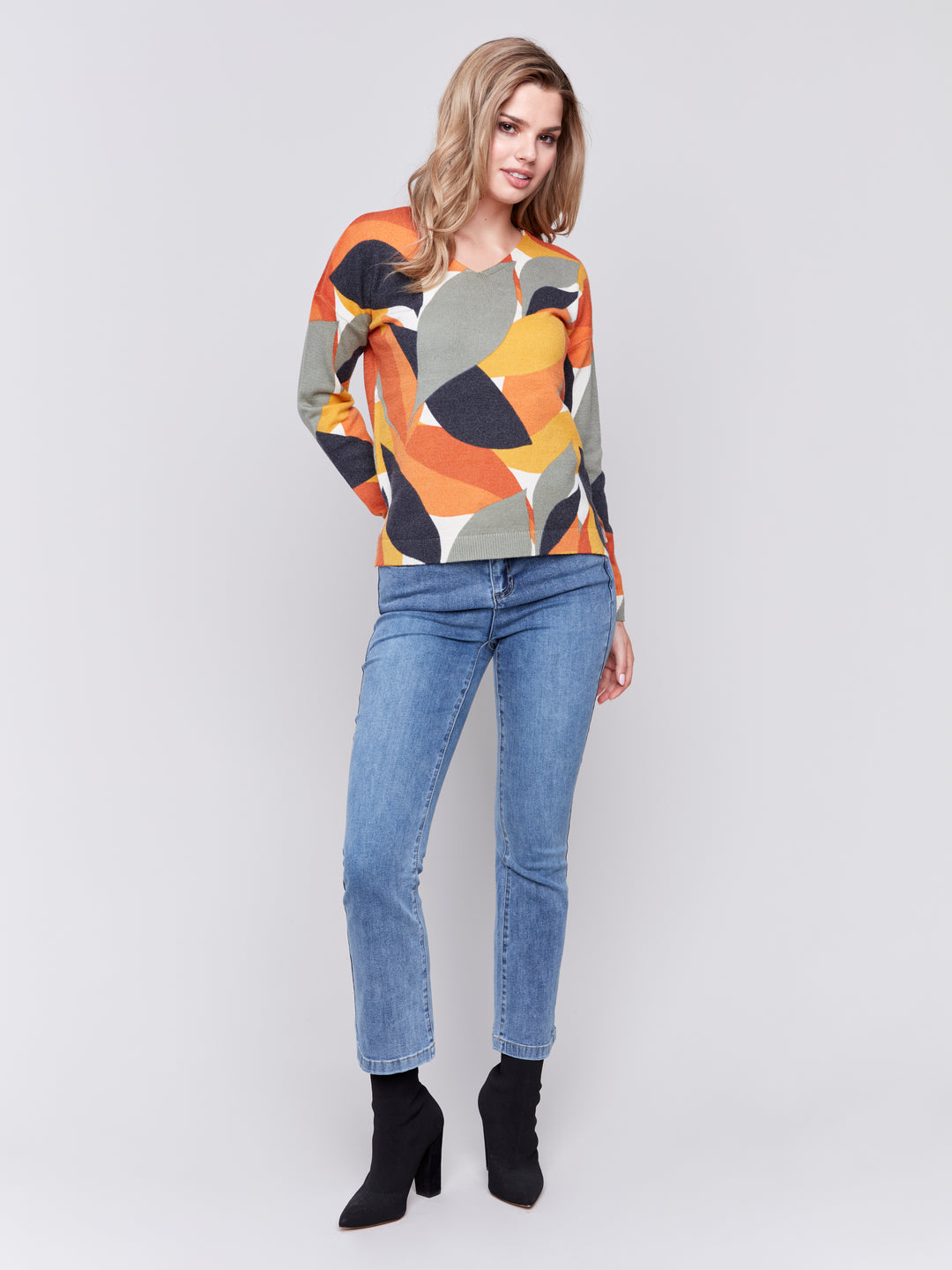 Spruce Abstract Print Plushy Knit Sweater