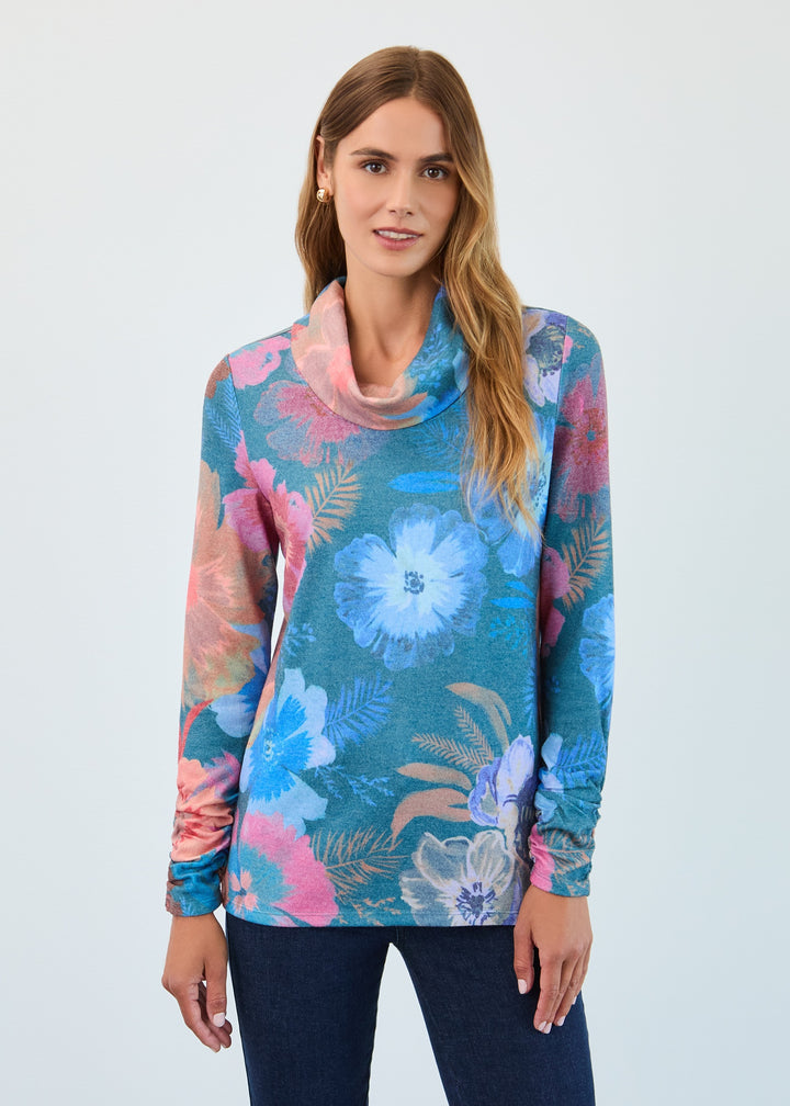 Spruce Fall Botanical Cowl Neck Top