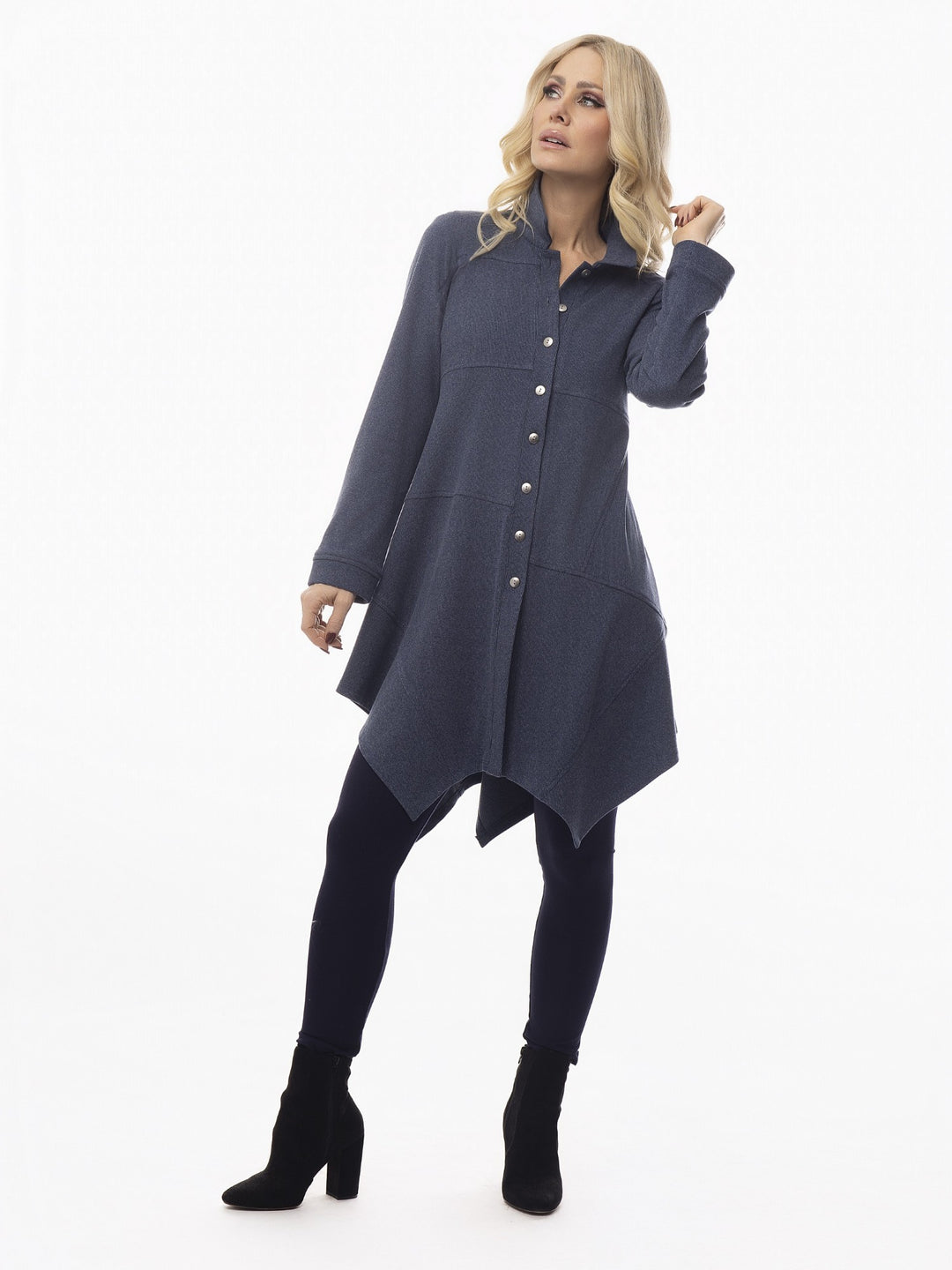 Steel Blue Rib Knit Tunic