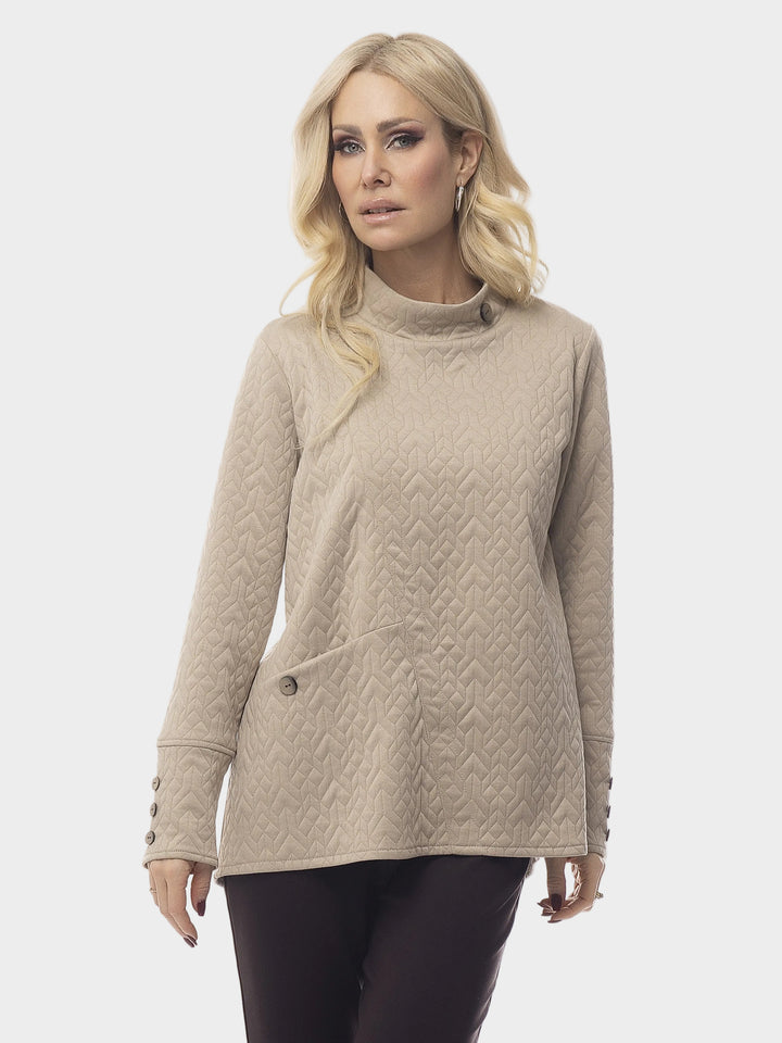 Stone Chevron Quilt Jacquard Pocket Top