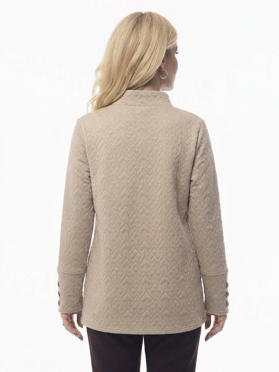 Stone Chevron Quilt Jacquard Pocket Top