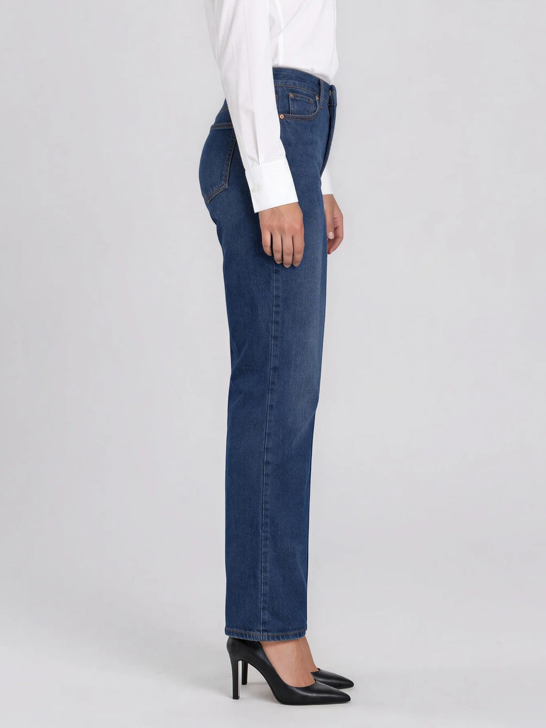 Stone Wash Straight Leg Jean