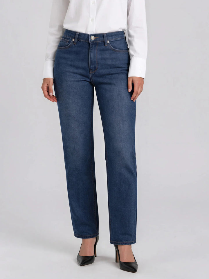 Stone Wash Straight Leg Jean