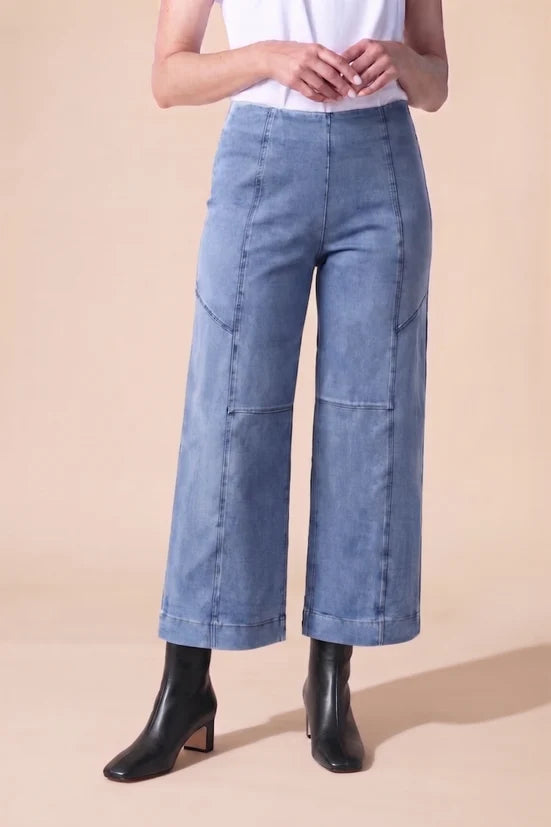 Stonewash Light Denim Knit Flood Pant