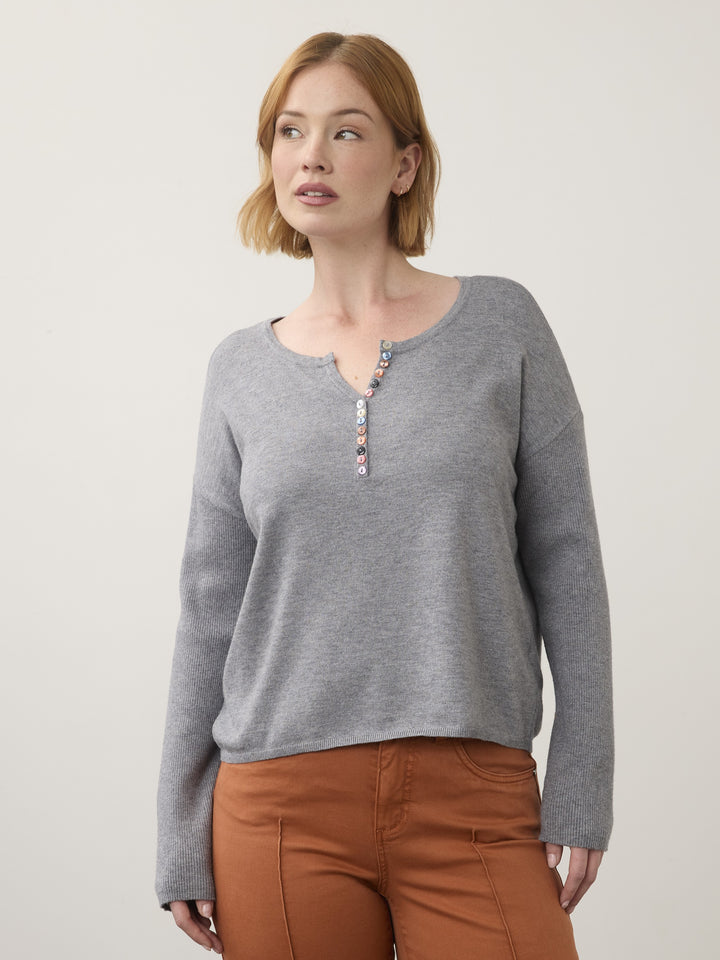 Storm Cloud Button Detail Sweater