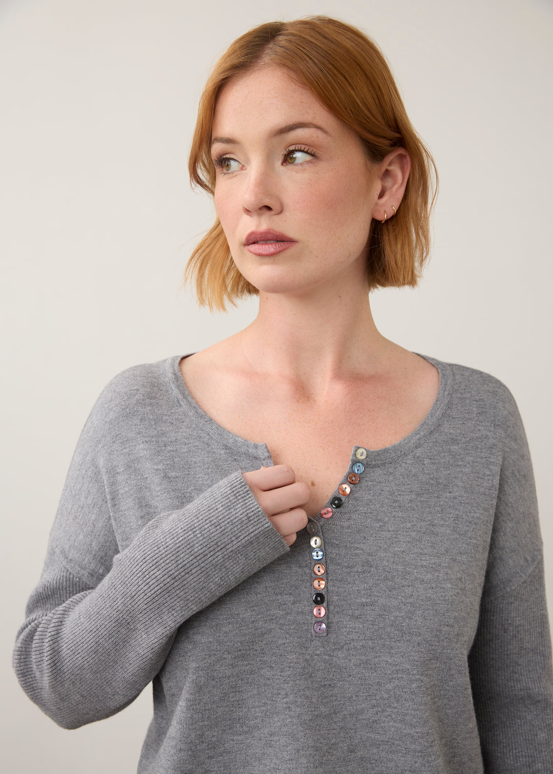 Storm Cloud Button Detail Sweater