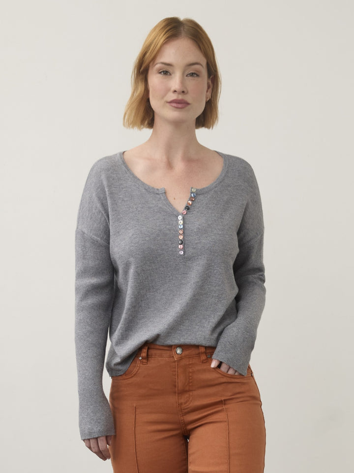 Storm Cloud Button Detail Sweater