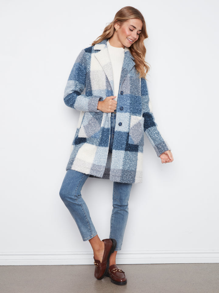 Storm Plaid Boucle Coat