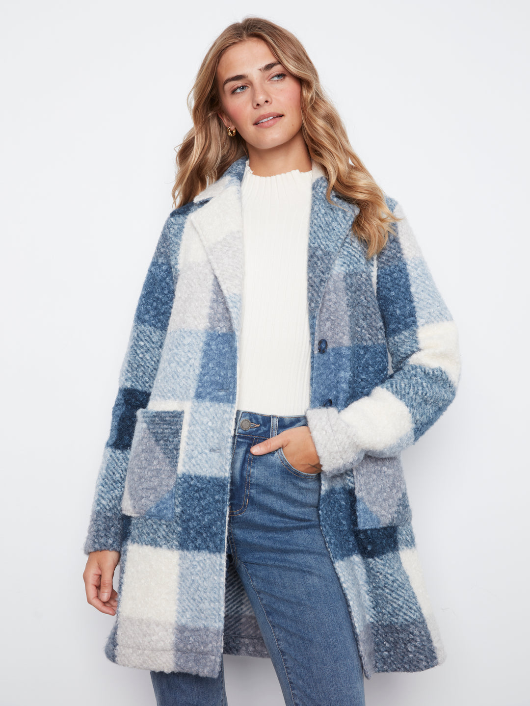 Storm Plaid Boucle Coat