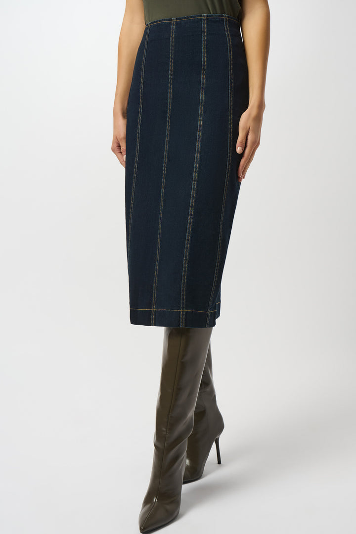Stretch Denim Panelled Pencil Skirt