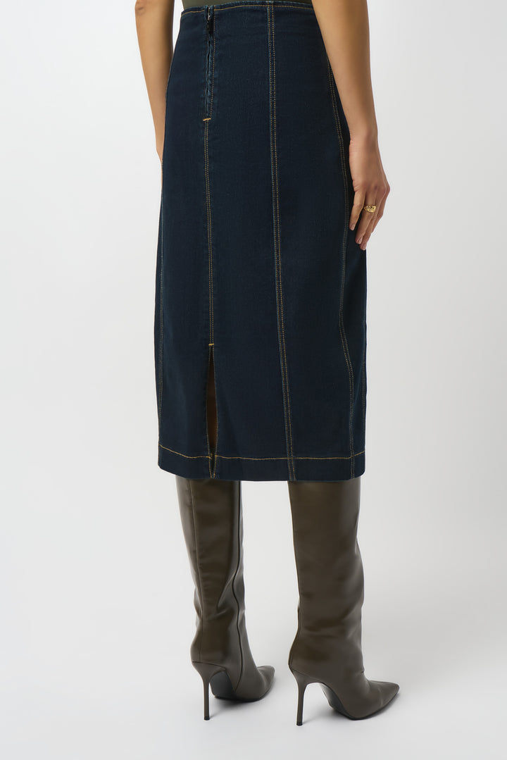 Stretch Denim Panelled Pencil Skirt