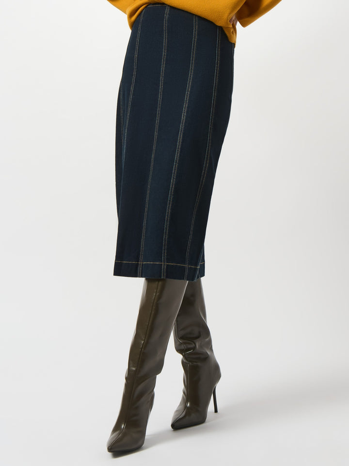 Stretch Denim Panelled Pencil Skirt