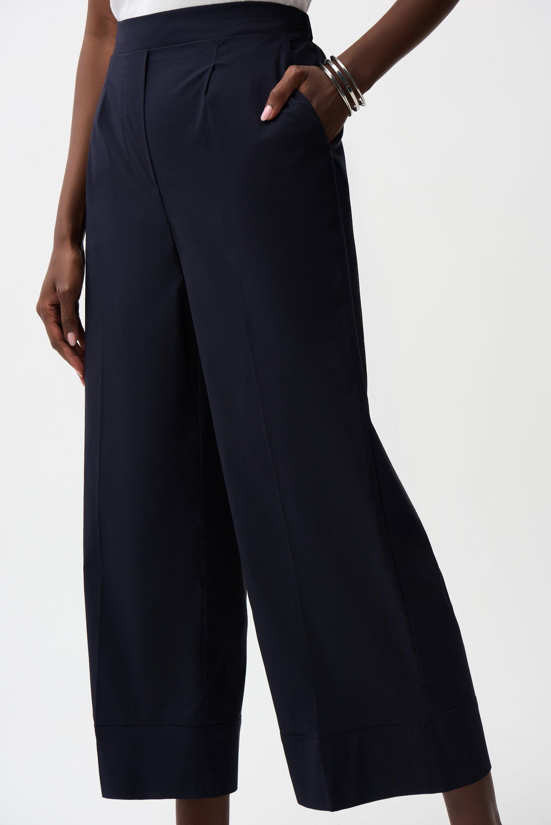 Stretch Poplin Midnight Pleated Culotte