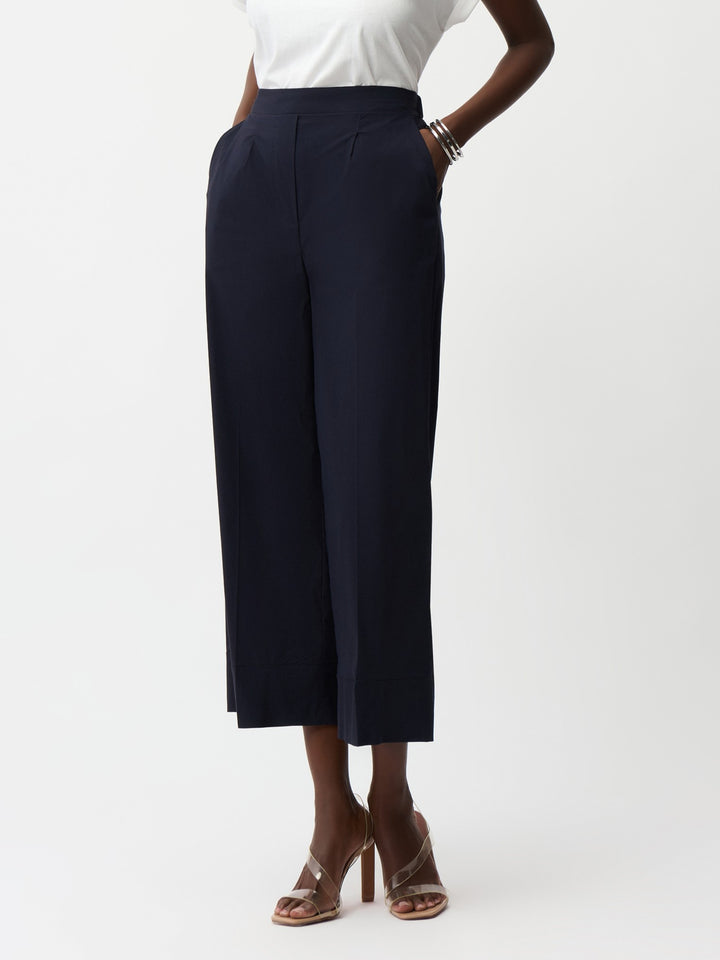 Stretch Poplin Midnight Pleated Culotte