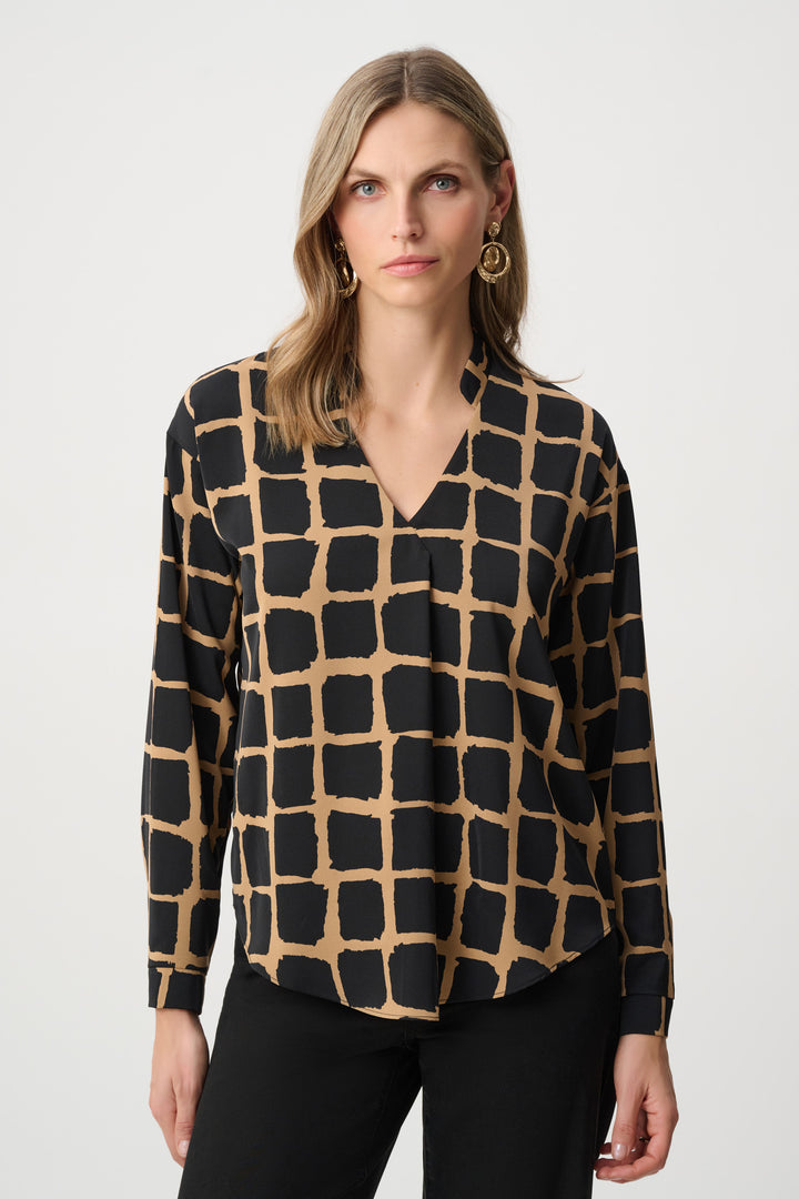 Striking Abstract Geo Print Boxy Top